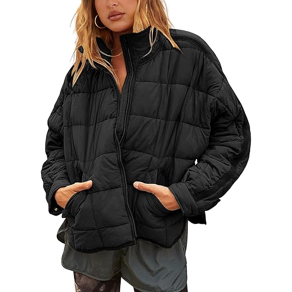 Aiopr Women's Oversized Lightweight Down Coat Long Sleeve Zip